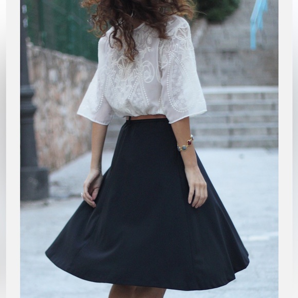 ZARA NAVY BLUE MIDI A-LINE SKIRT 2753/236 - Picture 3 of 11